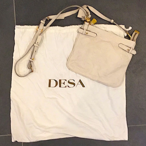 *NEW* DESA leather cream crossbody bag with coin wallet keychain dust bag - Picture 10 of 10